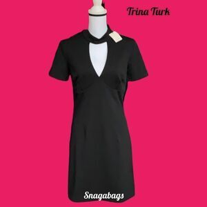 TRINA TURK NWT CAMARI CHOKER COLLAR SHEATH DRESS BLACK SIZE 8